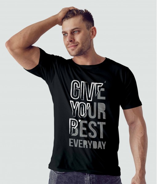 Мъжка тениска с щампа Текст и надписи GIVE YOUR BEST